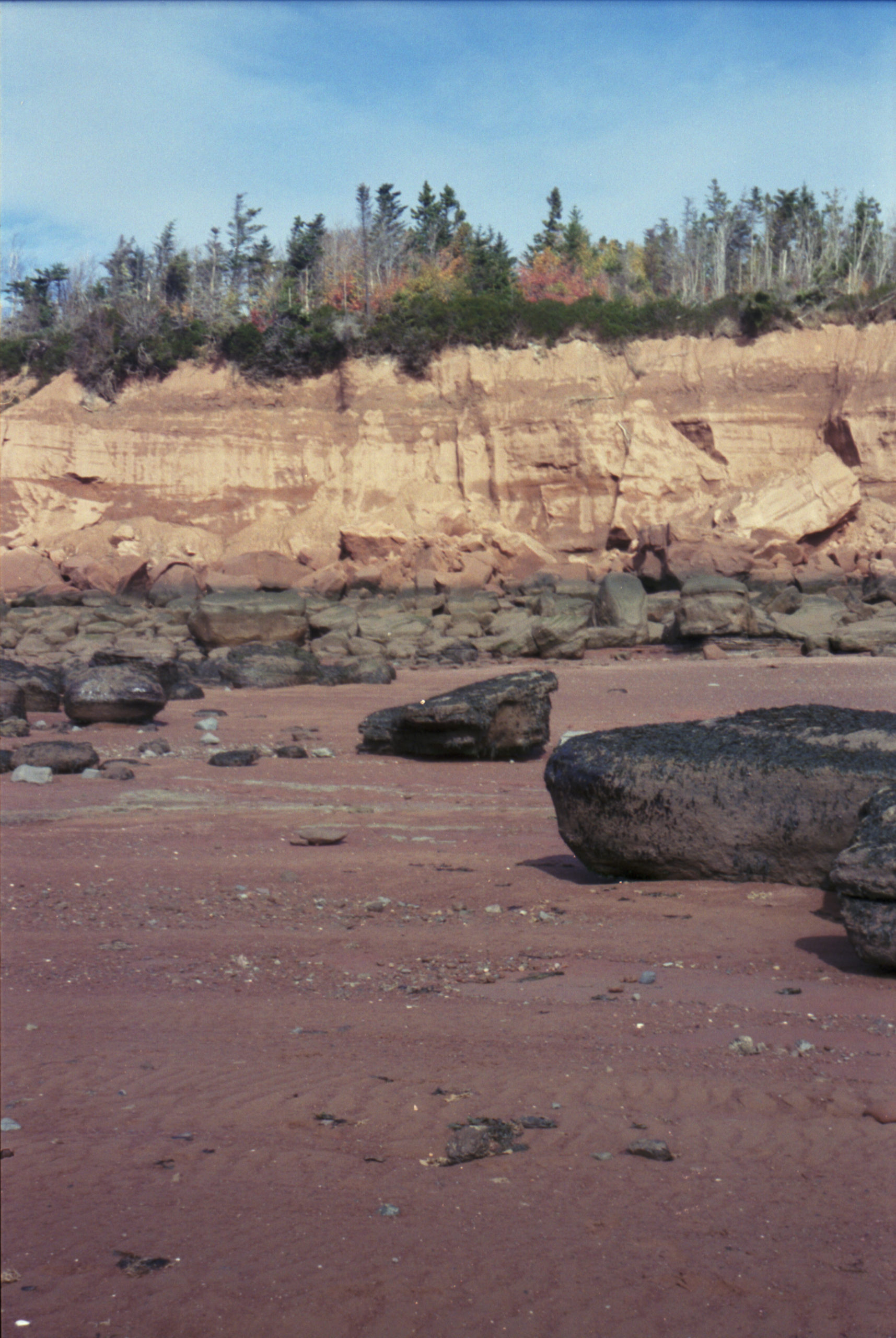 Photo showing off the red clay and low tides of the Bay of Fundy